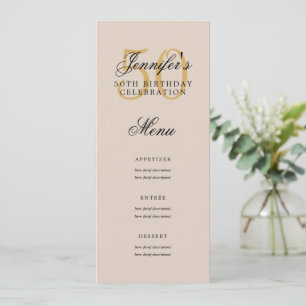 Invitation Elégant 50e Anniversaire Menu Gold Champagne