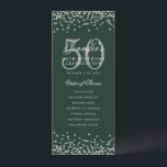 Invitation Élégant 50e anniversaire Merci U Silver Green<br><div class="desc">Design élégant "Programme de fête d'anniversaire" avec confettis de fausse parties scintillant et texte personnalisé.</div>