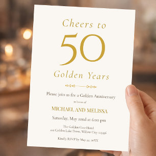 Invitation Élégant 50e Anniversaire Or Minimal Classique