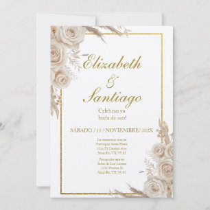 Invitation Élégant 50e Mariage Bohème Espagnol