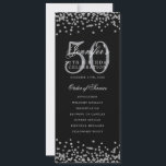 Invitation Élégant 50ème Anniversaire Menu Confetti Argent<br><div class="desc">Elégant design "Anniversaire du programme" avec confettis de parties scintillant Faux et texte personnalisé.</div>