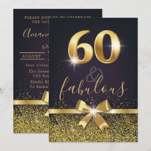 Invitation Élégant 60 & Fabulous Gold Parties scintillant 60e