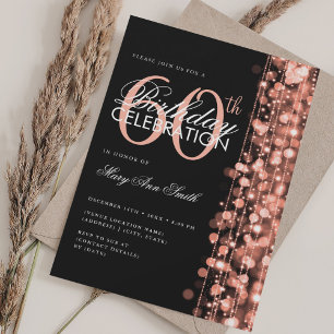 Invitation Élégant 60e anniversaire Glam Étincelles Rose Gold