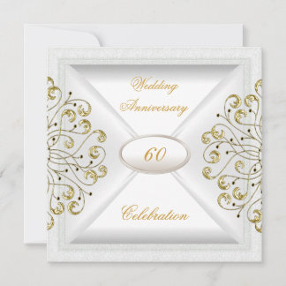 Invitation Élégant 60e anniversaire Mariage Or blanc