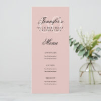 Élégant 60e anniversaire Menu Fête Blush Rose