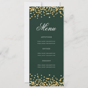 Invitation Elégant 60e Anniversaire Menu Gold Green Confetti