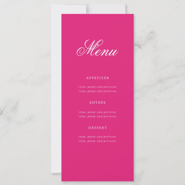 Invitation Élégant 60e Anniversaire Menu Gold Hot Pink (Dos)