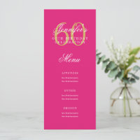 Élégant 60e Anniversaire Menu Gold Hot Pink