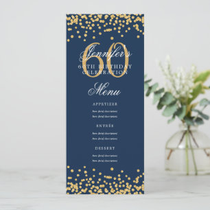 Invitation Elégant 60e Anniversaire Menu Gold Marine Blue Con