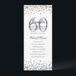 Invitation Elégant 60e Anniversaire Menu Merci Argent<br><div class="desc">Design élégant "Programme de fête d'anniversaire" avec faux parties scintillant confetti texte personnalisé.</div>