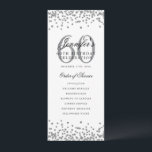 Invitation Elégant 60e Anniversaire Menu Merci Argent<br><div class="desc">Design élégant "Programme de fête d'anniversaire" avec faux parties scintillant confetti texte personnalisé.</div>
