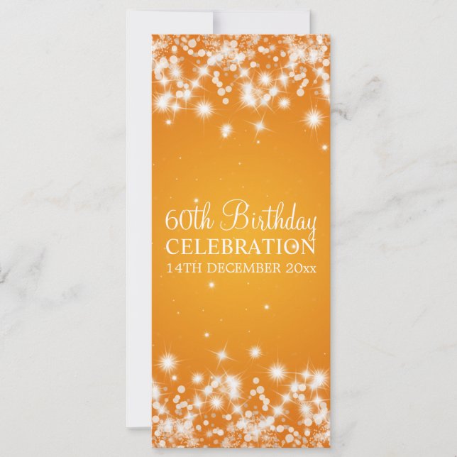 Invitation Elegant 60e Birthday Winter Sparkle Orange (Devant)