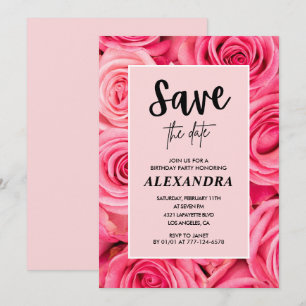 Invitation Élégant 63e anniversaire Fleur de rose Enregistrer