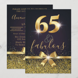 Invitation Élégant 65 & Fabulous Gold Parties scintillant 65e