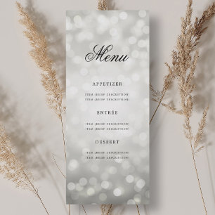 Invitation Elégant 70e anniversaire de fête Menu Silver Bokeh