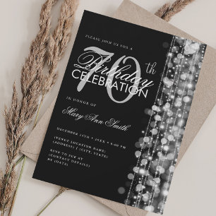 Invitation Élégant 70e anniversaire Glam étincelle l'argent