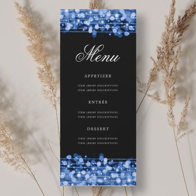 Invitation Elégant 70e Anniversaire Menu de fête Marine Bleu (Elegant 70th Birthday Party Menu Navy Blue Invitation)