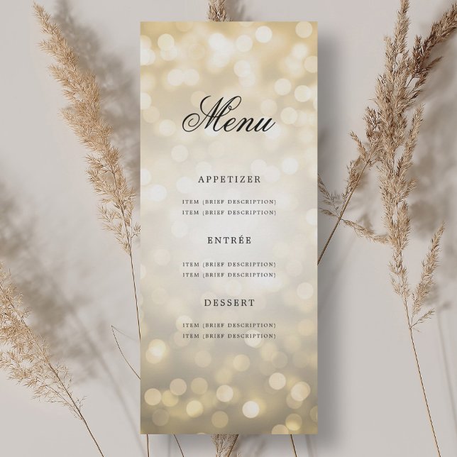 Invitation Elégant 70e Anniversaire Menu Gold Bokeh (Elegant 70th Birthday Party Menu Gold Bokeh Invitation)