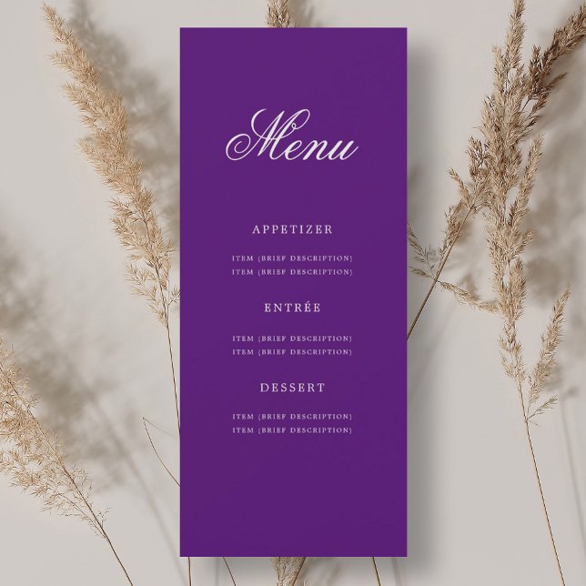 Invitation Elégant 70e Anniversaire Menu Gold Purple (Elegant 70th Birthday Party Menu Gold Purple Invitation)