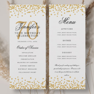 Invitation Elégant 70e Anniversaire Menu Merci U Gold