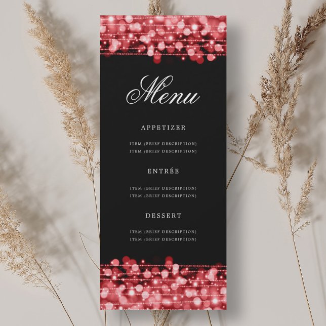 Invitation Elégant 70e Anniversaire Menu Ruby Red (Elegant 70th Birthday Party Menu Ruby Red Invitation)