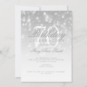 Invitation Élégant 70e anniversaire Silver Bokeh éclat