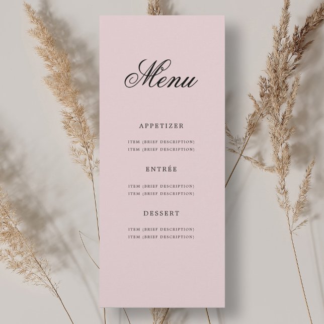Invitation Elégant 70e Soixante-dix Anniversaire Menu Blush (Elegant 70th Seventy Birthday Party Menu Blush Invitation)