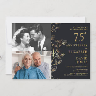 Invitation Élégant 75e anniversaire de mariage 2 Photo