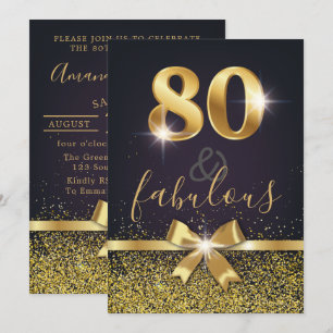 Invitation Elégant 80 & Fabulous Gold Parties scintillant 80e