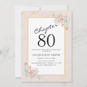 Invitation Elégant 80e anniversaire de florale