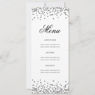 Invitation Elégant 80e anniversaire Menu de fête Argent Confe