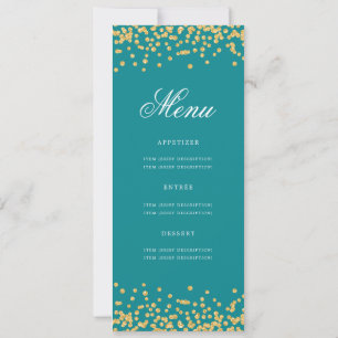 Invitation Elégant 80e Anniversaire Menu Gold Turquoise Confe