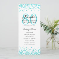 Elégant 80e Anniversaire Menu Turquoise