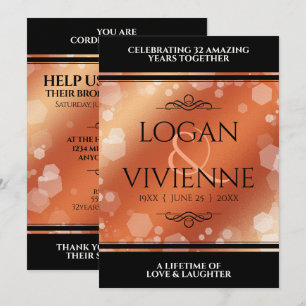 Invitation Élégant 8e 32e Anniversaire de Mariage Bronze