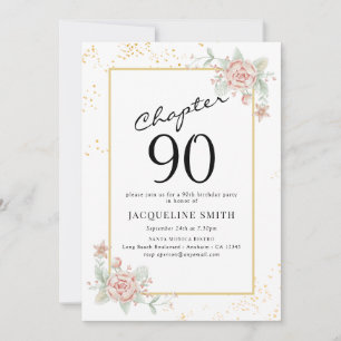 Invitation Élégant 90e anniversaire de florale