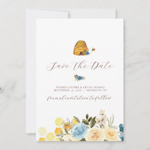 Invitation Élégant Abeille Florale Enregistrer La Date