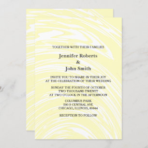 Invitation Elégant Abstrait jaune crème Mariage blanc ivoire