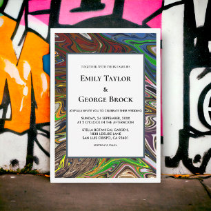 Invitation Élégant Abstrait sans couture coloré Mariage moder