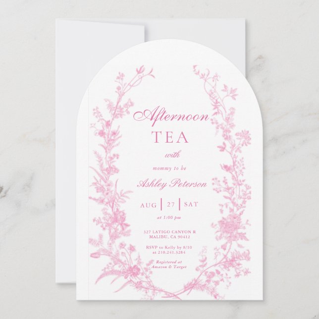 Invitation Elegant Afternoon Tea Party Girl Baby Shower (Devant)
