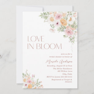 Invitation Elégant Aimer aquarelle dans Blooom Fleurs roses B