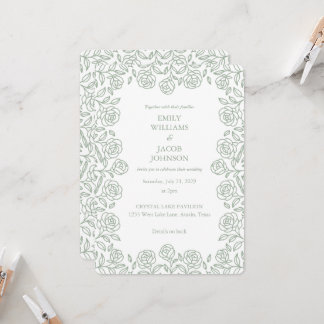 Invitation Elegant All in One Floral Sage & White Wedding