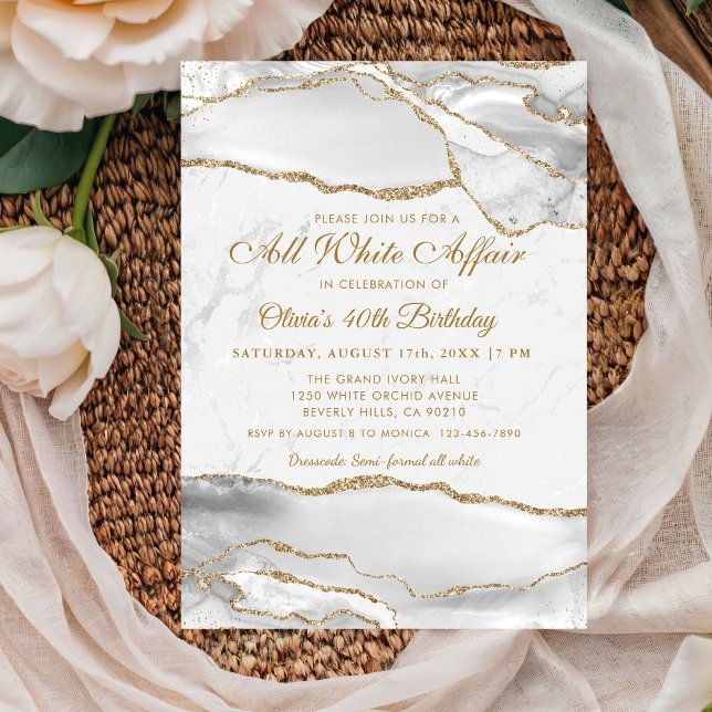 Invitation Elegant All White Affair Birthday Party (Elegant All white Affair Birthday party invitation)