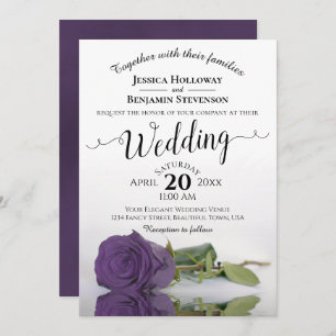 Invitation Élégant Améthyste long Stemmed Purple Mariage Rose