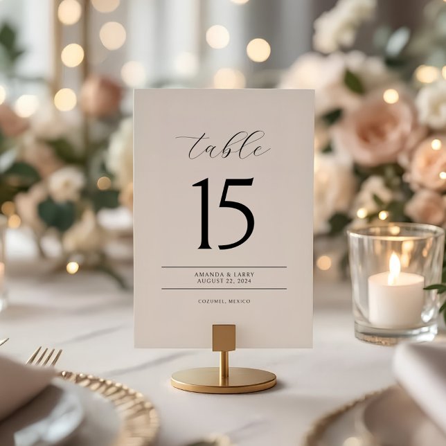 Invitation Elegant and Modern Minimalist Table Number Cards (Minimalist table number for wedding)