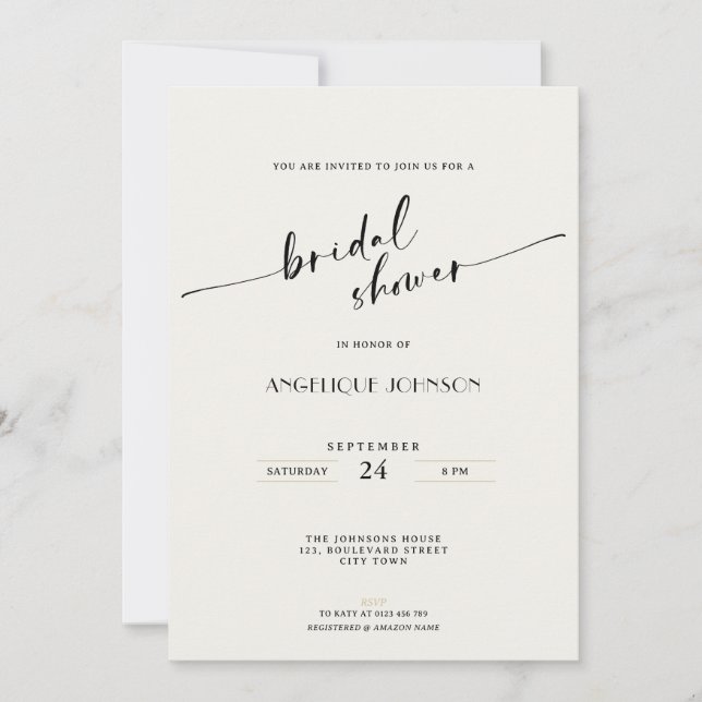 Invitation Elegant and Simple - Minimalist Bridal Shower (Devant)