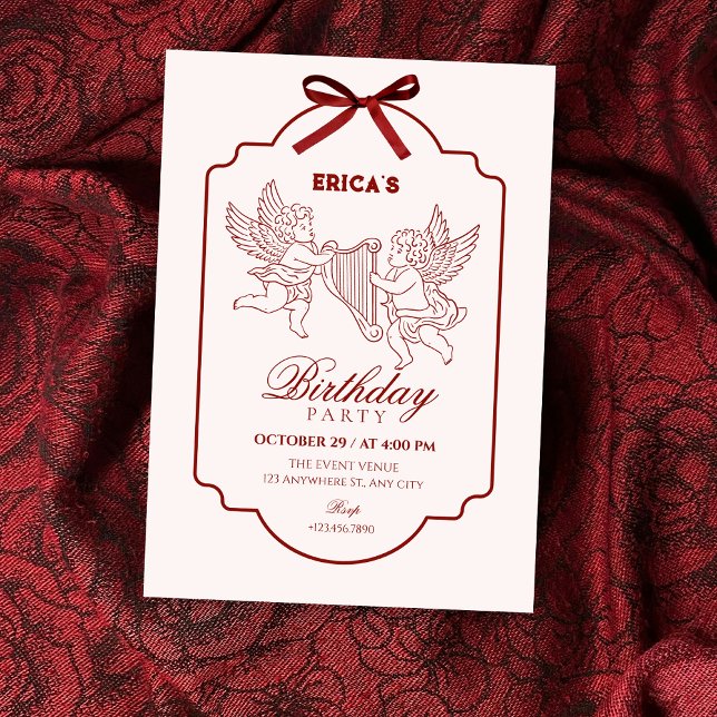Invitation Elegant angel cupid music birthday (Créateur téléchargé)