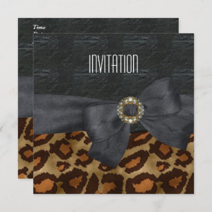 Invitation Élégant animal sauvage Black Gold Jewel