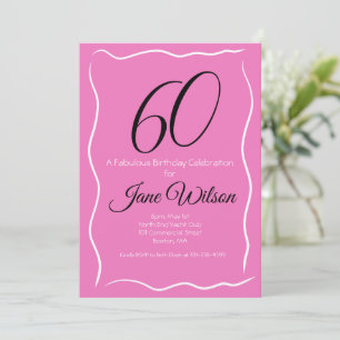 Invitation Elégant Anniversaire 60 ans Féminin Rose et Fabule