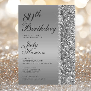 Invitation Élégant Anniversaire 80 ans Argent