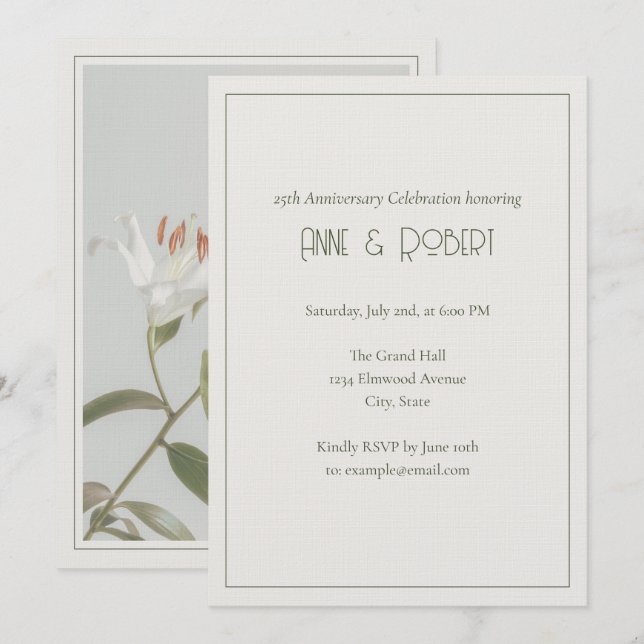 Invitation Élégant Anniversaire Art Déco (Devant / Derrière)